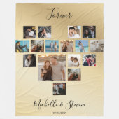 カップルのギフトバレンタインデーのハート写真コラージュ フリースブランケット (正面)