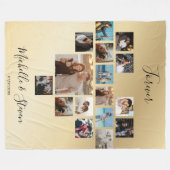 カップルのギフトバレンタインデーのハート写真コラージュ フリースブランケット (正面(横))