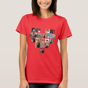 カップルのギフトバレンタインデーのハート写真コラージュ Tシャツ