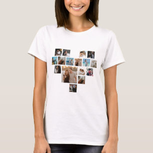 カップルのギフトバレンタインデーのハート写真コラージュ Tシャツ