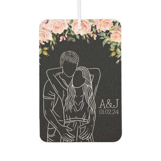 カップルのギフト記念日イニシャル名車 カーエアーフレッシュナー (正面)