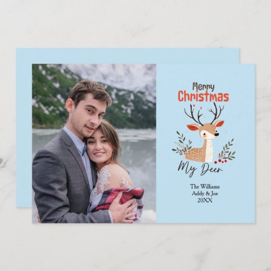 カップルのクリスマストナカイカスタムアの写真の休日 シーズンカード (正面/裏面)