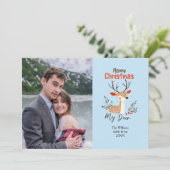 カップルのクリスマストナカイカスタムアの写真の休日 シーズンカード (スタンド正面)