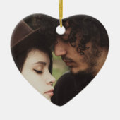 カップルのクリスマスフォトキープサケ セラミックオーナメント (正面)
