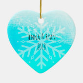 カップルのクリスマスフォトキープサケ セラミックオーナメント (裏面)