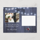 カップルのクリスマスレッド結婚フローラの写真 シーズンポストカード (裏面)