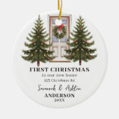 カップルのクリスマス記念初めてのクリスマス セラミックオーナメント (正面)