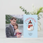 カップルのクリスマス雪だるまかわいいカスタムフォトホリデー シーズンカード (スタンド正面)