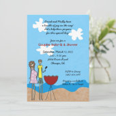 カップルのグリリング招待状赤ちゃんシャワーを期待 招待状 (スタンド正面)