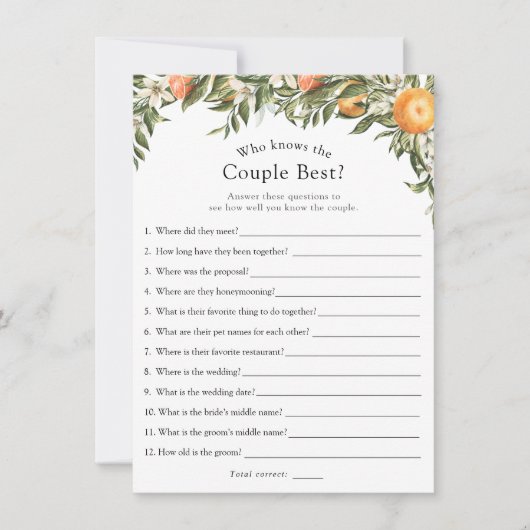 カップルのゲームを知っているメイン絞りシトラス最高の 招待状 (正面)