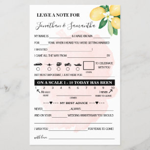 カップルのゲームカー結婚ドのピンクのレモンのメモ チラシ