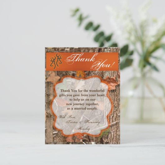 カップルのシカの雌ジカのBuを捜す4x5平らなサンキューカード サンキューカード (スタンド正面)