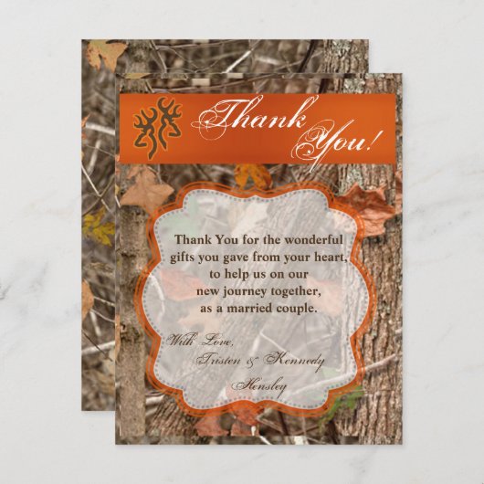 カップルのシカの雌ジカのBuを捜す4x5平らなサンキューカード サンキューカード (正面/裏面)