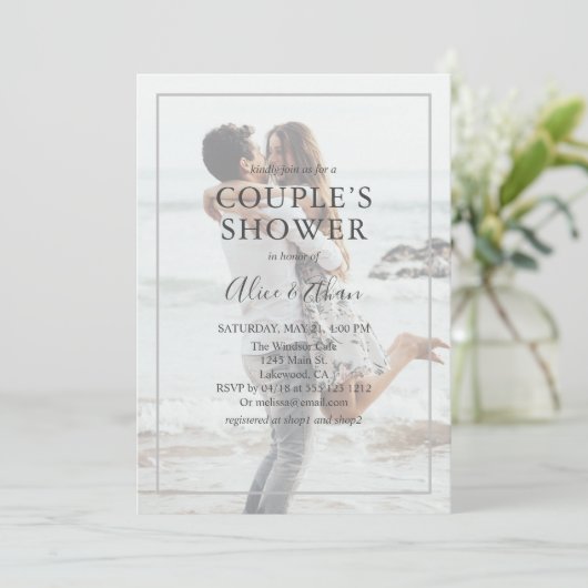 カップルのシャワーのミニマリストの写真招待状 招待状 (スタンド正面)