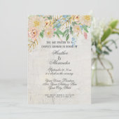 カップルのシャワーのモダンな水彩画の花柄の大理石 招待状 (スタンド正面)