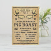 カップルのシャワーのヴィンテージのブタのローストの招待状 招待状