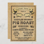 カップルのシャワーのヴィンテージのブタのローストの招待状 招待状