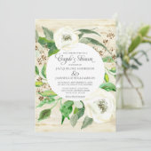 カップルのシャワーのBOHOによって播かれるユーカリのリースのバラ 招待状 (スタンド正面)