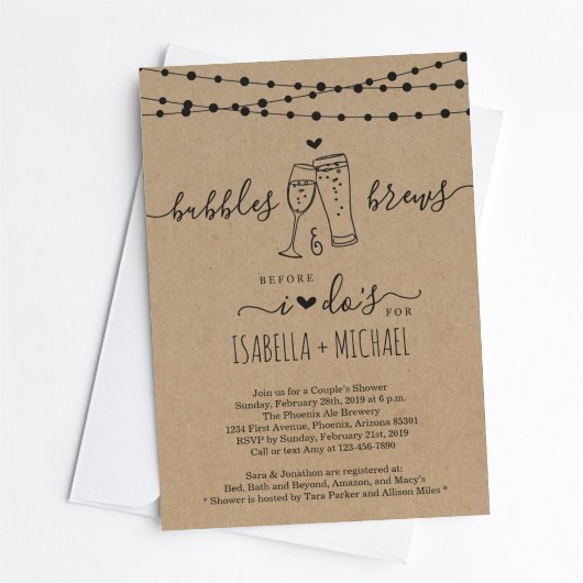 カップルのシャワーを行う前にバブルと醸造招待状 招待状