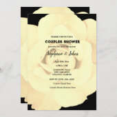 カップルのシャワーアイボリーブラックフローラ結婚バラ 招待状 (正面/裏面)