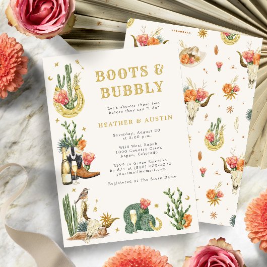 カップルのシャワーウェスタン招待状 招待状