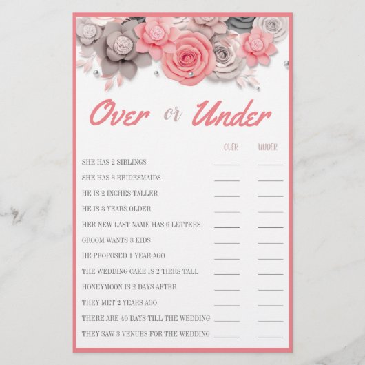 カップルのシャワーゲームカードの上下 チラシ (正面)