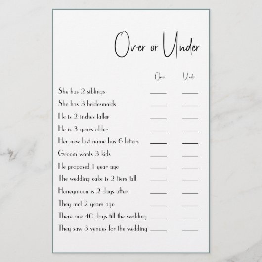 カップルのシャワーゲームフライヤーの上または下 チラシ (正面)