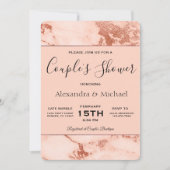 カップルのシャワーバラ金ゴールド大理石招待状 招待状 (正面)