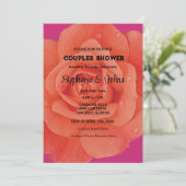 カップルのシャワーピンクのオレンジカラフル色のフローラ結婚 招待状 (スタンド正面)
