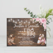 カップルのシャワー前のピンクのウェスタンBBQ 招待状 (スタンド正面)