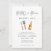 カップルのシャワー前のBBQとブリュウ 招待状 (正面)