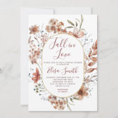 カップルのシャワー水の色の秋ボホワイルドフラワー 招待状 (正面)