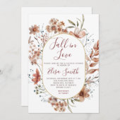 カップルのシャワー水の色の秋ボホワイルドフラワー 招待状 (正面/裏面)