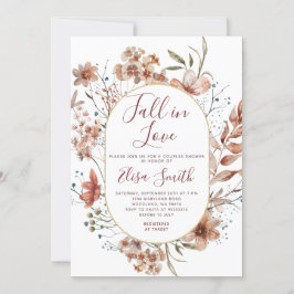 カップルのシャワー水の色の秋ボホワイルドフラワー 招待状