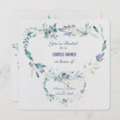 カップルのシャワー水色ブルーフラワーフレーム 招待状 (正面/裏面)
