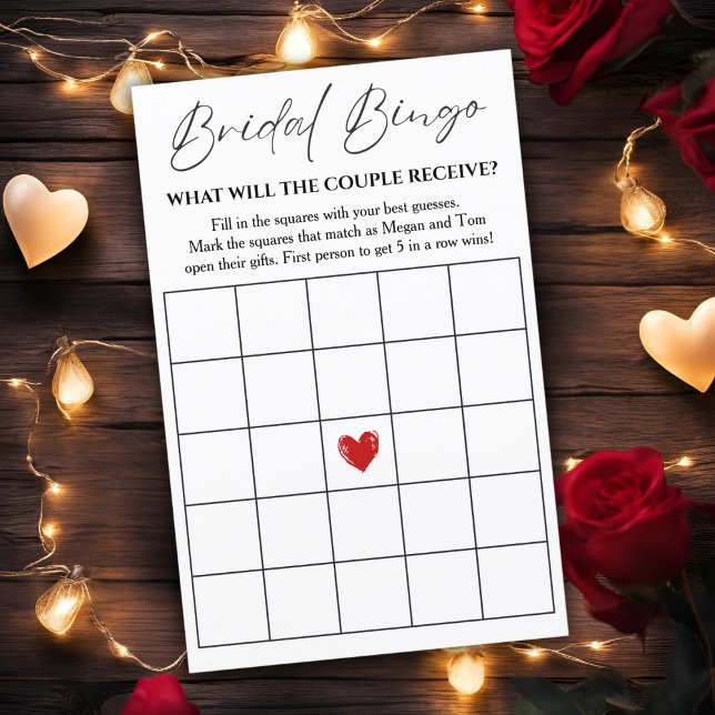 カップルのシャワー用ブライダルビンゴゲームカード (Bridal Bingo Game Card For Couple's Shower)