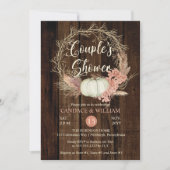 カップルのシャワー素朴- Pumpkin Pampasリース 招待状 (正面)