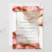 カップルのシャワー | アブストラクトインク オータムカラーズ ６ 招待状 (正面)