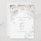 カップルのシャワー |アラバエレガントスターホワイト牡丹 招待状 (正面)