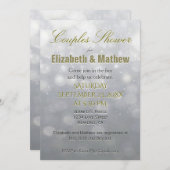 カップルのシャワー |シルバーと金ゴールド 招待状 (正面/裏面)