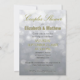 カップルのシャワー |シルバーと金ゴールド 招待状