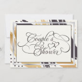 カップルのシャワー |ストロモダンッ絵を描クのタイポグラフィ 招待状 (正面)