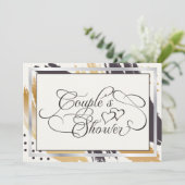 カップルのシャワー |ストロモダンッ絵を描クのタイポグラフィ 招待状 (スタンド正面)