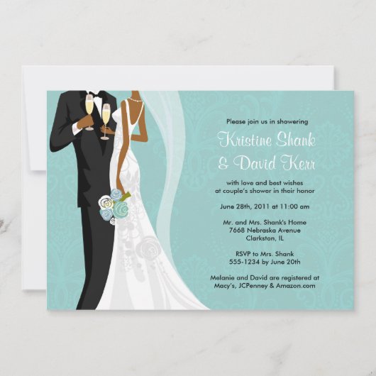 カップルのシャワー-バージョン2 招待状 (正面)