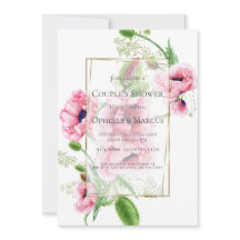 カップルのシャワー |ピンクのポピーの花束