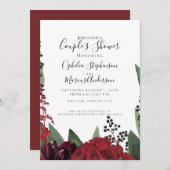 カップルのシャワー | ブルグンディエレガントマルサラフローラ 案内状 (正面/裏面)