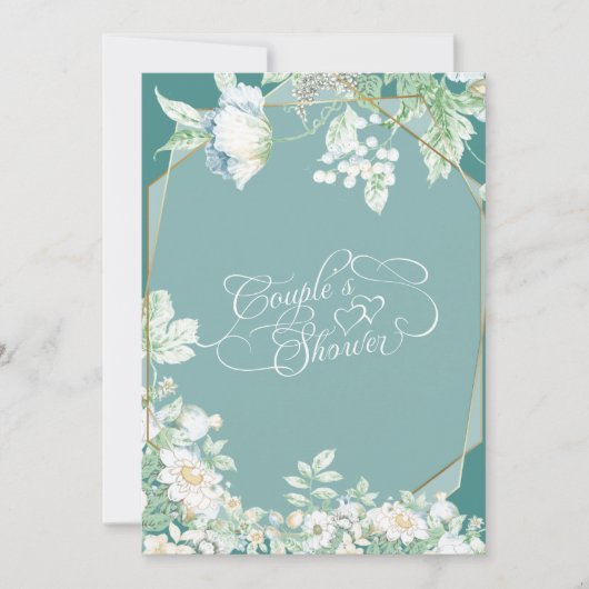 カップルのシャワー |ワイルドフラワーとベリー幾何学模様 招待状 (正面)