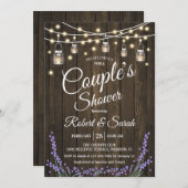 カップルのシャワー – Lavender 素朴 Wood 招待状 (正面/裏面)