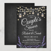カップルのシャワー – Lavender Chalkboard 招待状 (正面/裏面)