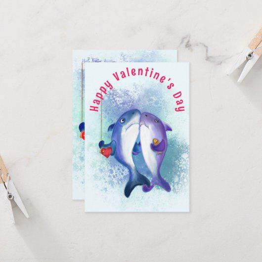 カップルのシャーク愛バレンタインデーのカード – おもしろい カード (正面/裏面インサイチュ)